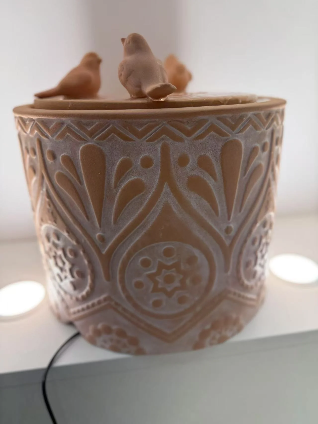 Balanegra Ceramic Water Feature in Clay Terracotta Earthy Colours with 3 Birds - Image 6