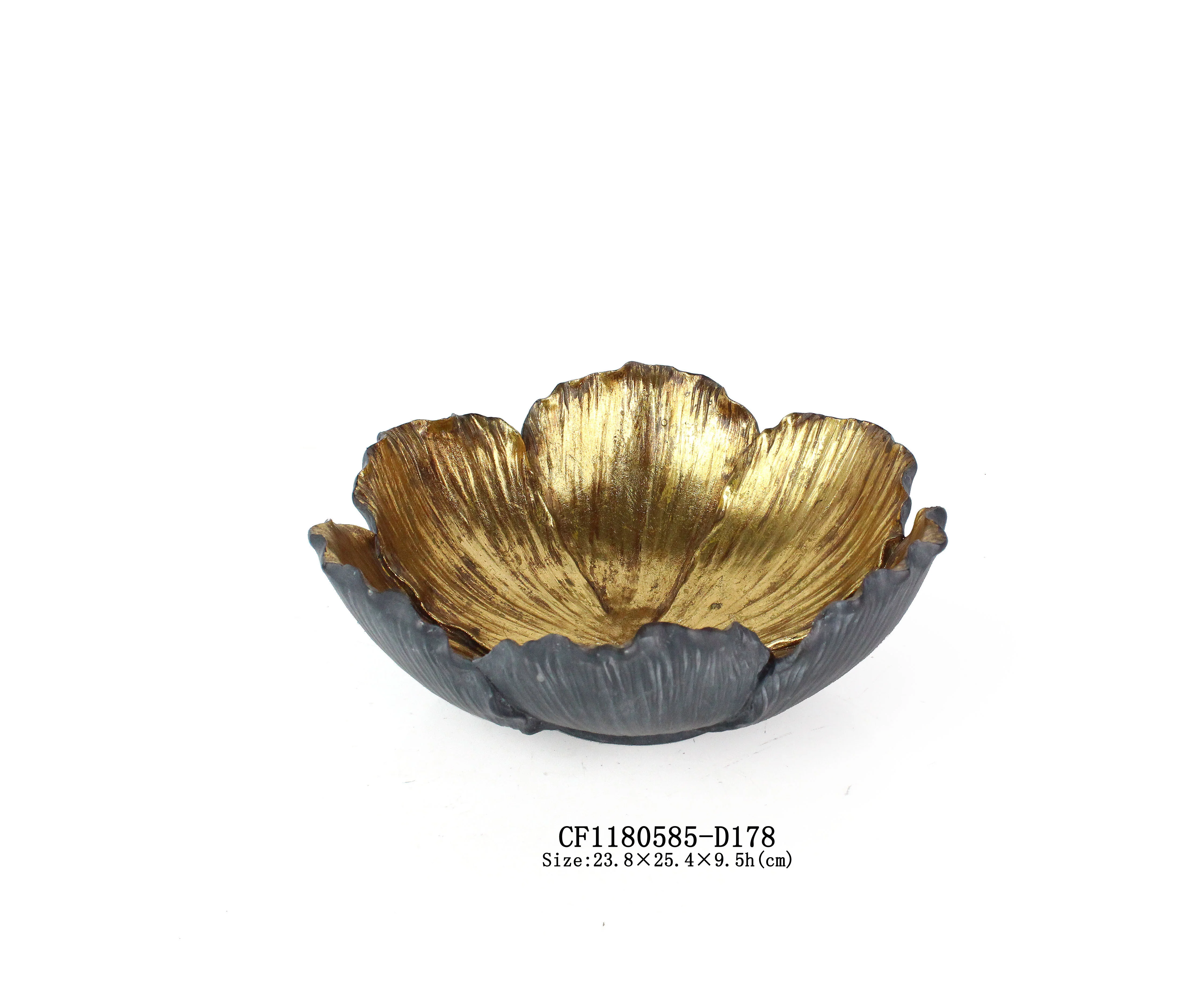 Flower Shaped Set Bowls Black & Gold  with Candle Holder - Image 3