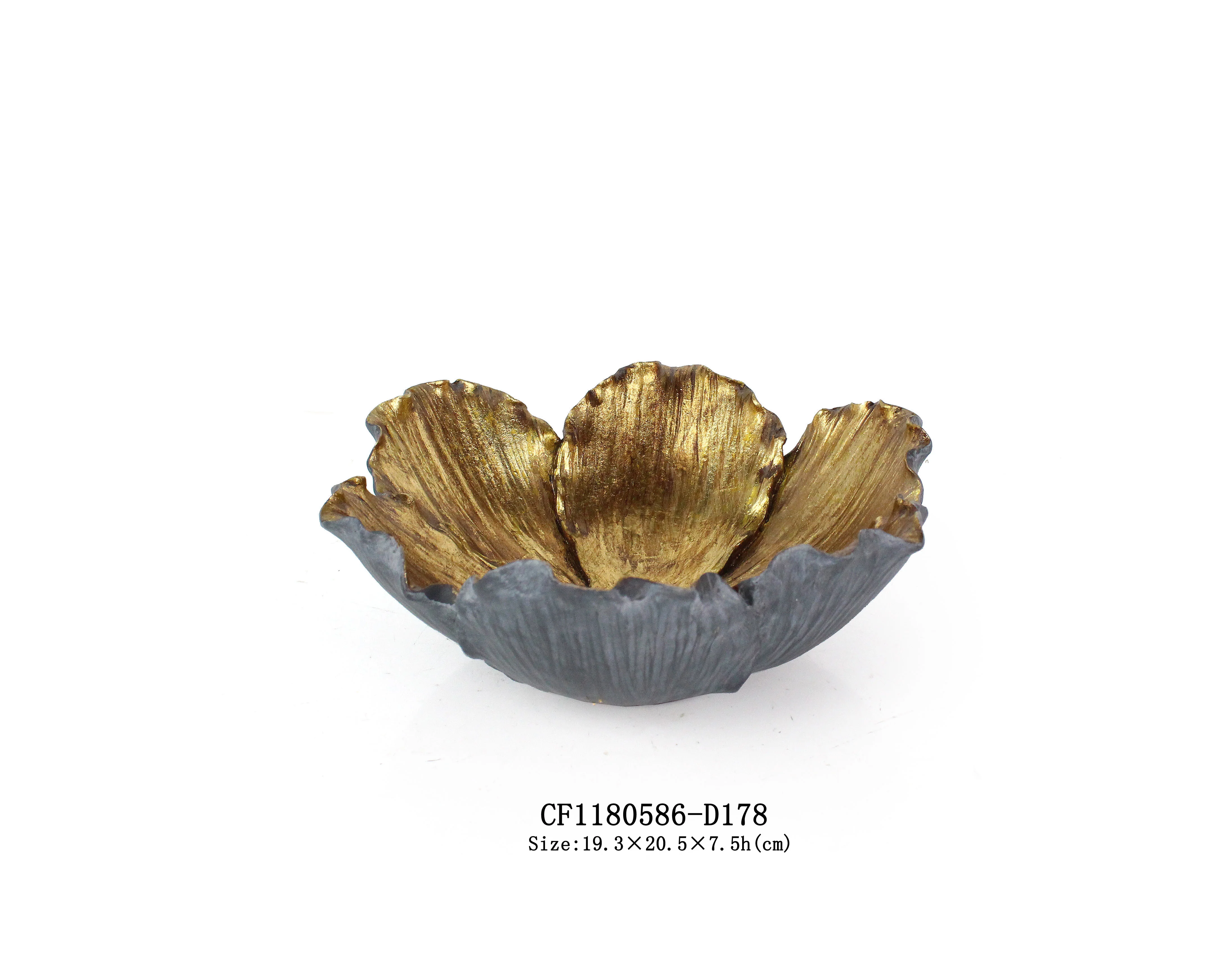 Flower Shaped Set Bowls Black & Gold  with Candle Holder - Image 4